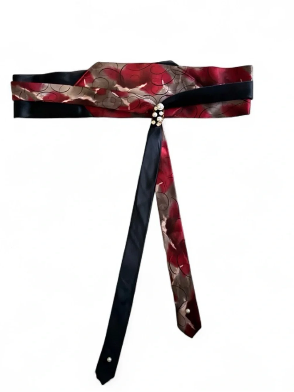 Upcycled Silk Necktie Belt Vintage Jerry Garcia Tie Art Deco Hidden Pocket Chic